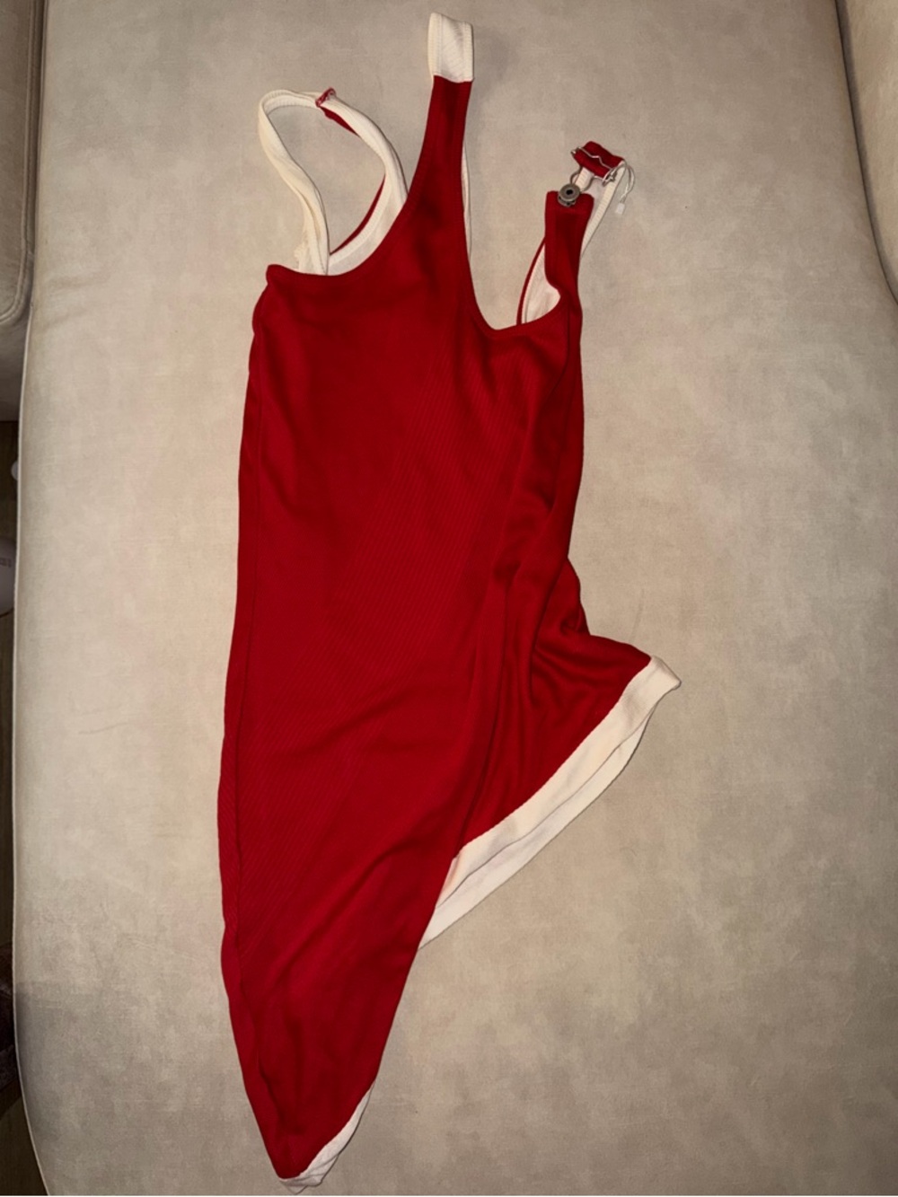JPG Red Asymmetric Tank with Contrast Trim